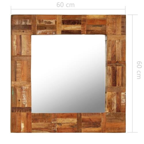 Vægspejl 60x60 cm massivt genbrugstræ
