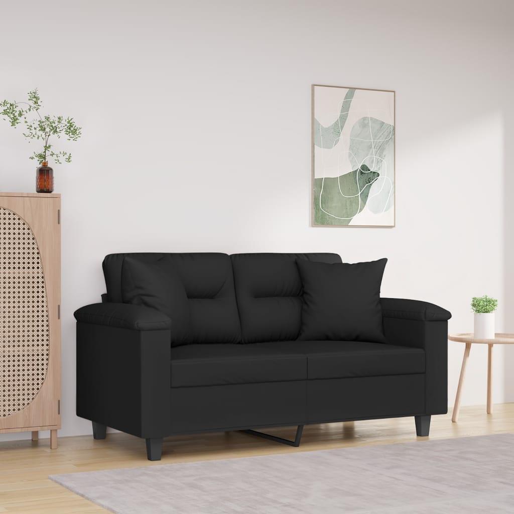 2-Personers Sofa Med Puder Mikrofiberstof - 120 cm / Sort