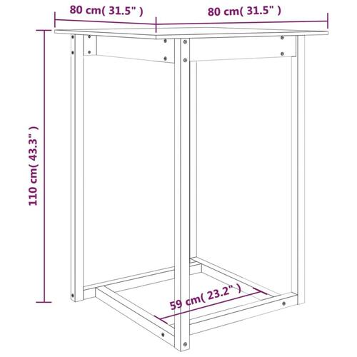 Barbord 80x80x110 cm massivt fyrretræ hvid
