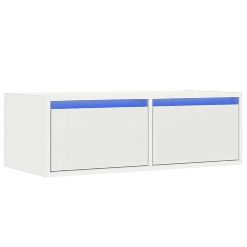 Tv-skab med LED-lys 75x35,5x25 cm hvid