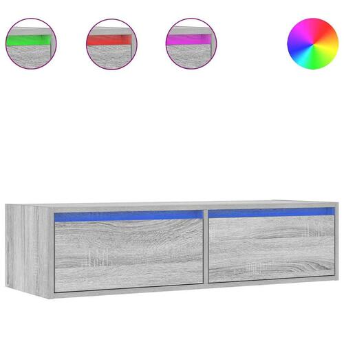 Tv-bord med LED-lys 100X35,5x25 cm grå sonoma-eg