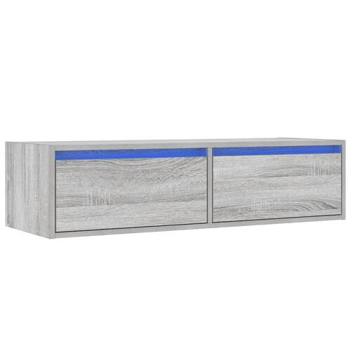 Tv-bord med LED-lys 100X35,5x25 cm grå sonoma-eg
