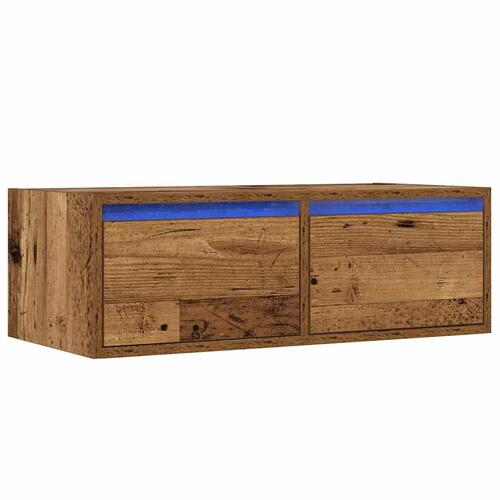 Tv-bord med LED-lys 75x35,5x25 cm antikt træ