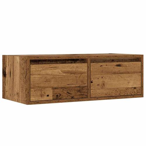Tv-bord med LED-lys 75x35,5x25 cm antikt træ