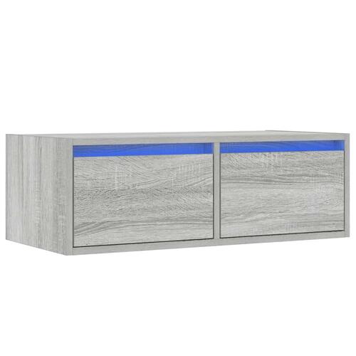 Tv-bord med LED-lys 75x35,5x25 cm grå sonoma-eg