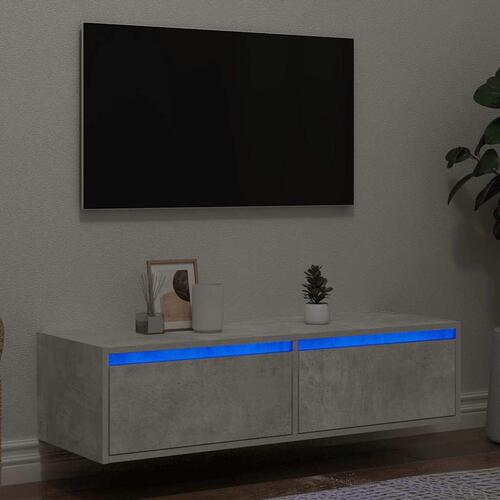 Sengebord med LED-lys 100X35,5x25 cm betongrå