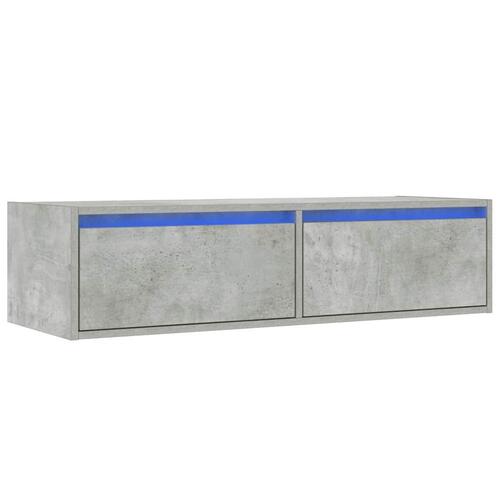 Sengebord med LED-lys 100X35,5x25 cm betongrå