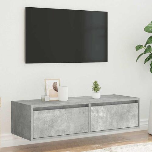Sengebord med LED-lys 100X35,5x25 cm betongrå