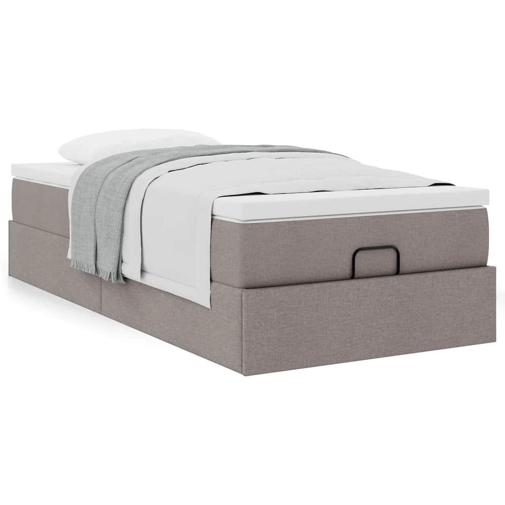 Osmannisk sengeramme med madras 100x200 cm stof gråbrun billede