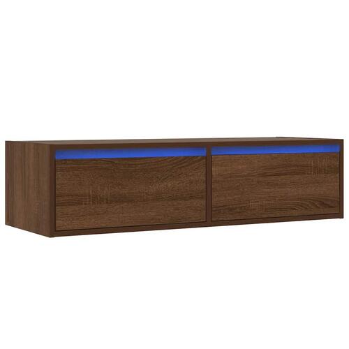 Tv-bord med LED-lys 100X35,5x25 cm brun egetræsfarve
