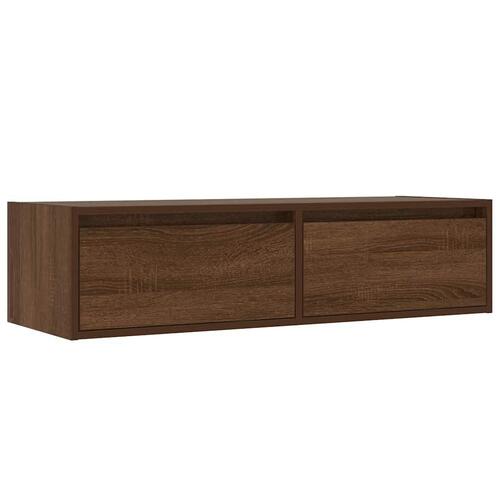 Tv-bord med LED-lys 100X35,5x25 cm brun egetræsfarve