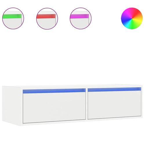 Tv-skab med LED-lys 100X35,5x25 cm hvid