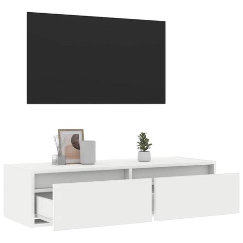 Tv-skab med LED-lys 100X35,5x25 cm hvid