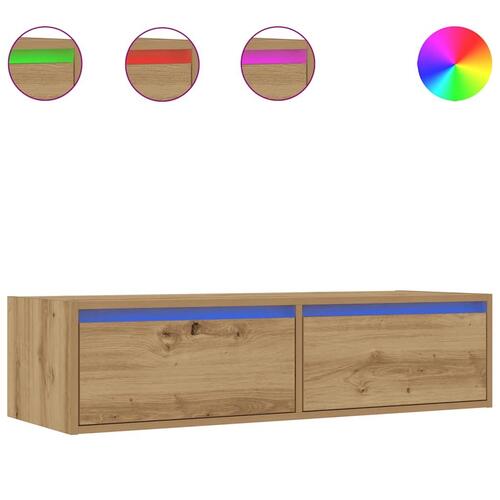 Tv-bord med LED-lys 100X35,5x25 cm kunsteg