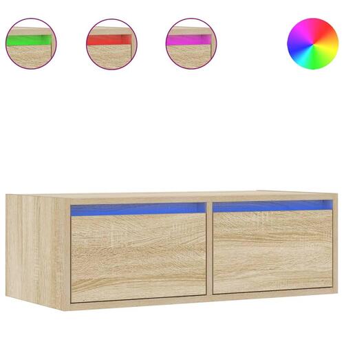 Tv-bord med LED-lys 75x35,5x25 cm sonoma-eg