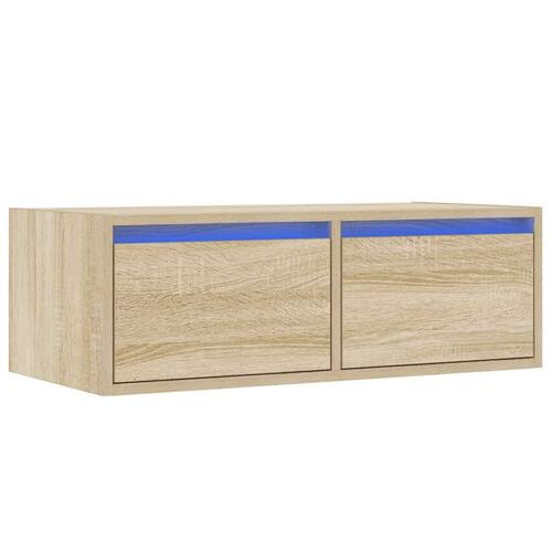 Tv-bord med LED-lys 75x35,5x25 cm sonoma-eg