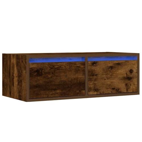 Tv-bord med LED-lys 75x35,5x25 cm røget egetræsfarve