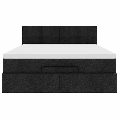 Ottoman seng med madras 140x200 cm stof sort