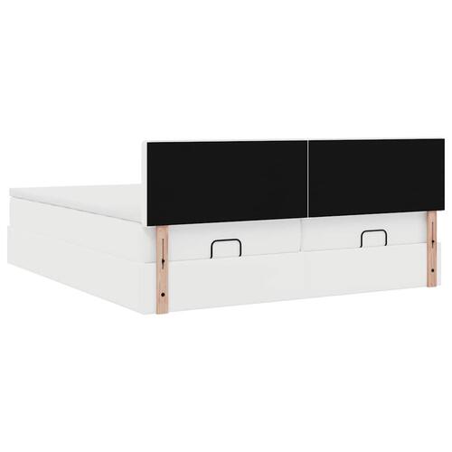 Osmannisk sengeramme med madrasser 180x200 cm kunstlæder hvid
