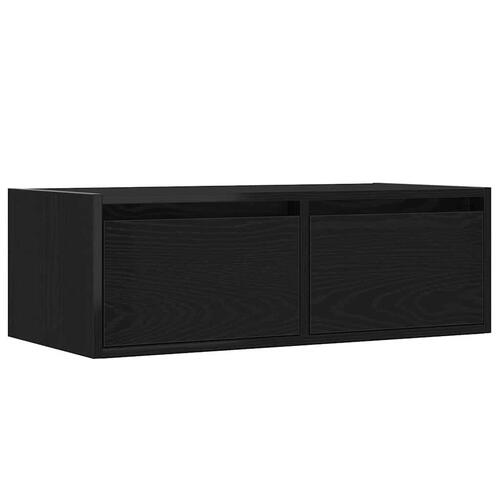 Tv-skab med LED-lys 75x35,5x25 cm sort-eg