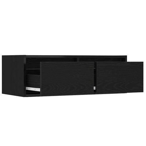 Tv-skab med LED-lys 75x35,5x25 cm sort-eg