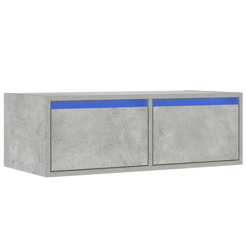 Sengebord med LED-lys 75x35,5x25 cm betongrå