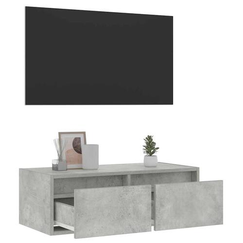 Sengebord med LED-lys 75x35,5x25 cm betongrå