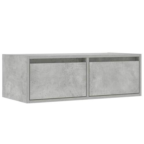 Sengebord med LED-lys 75x35,5x25 cm betongrå