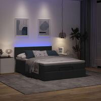 Ottoman seng med madras 140x200 cm stof sort