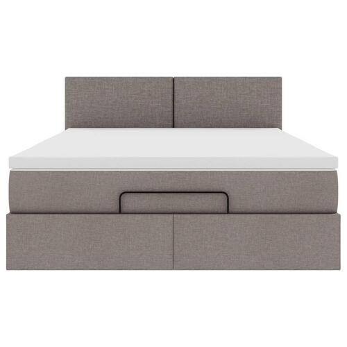 Ottoman seng med madras & LEDs Taupe 140x200 cm Stof