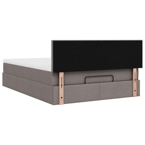 Ottoman seng med madras & LEDs Taupe 140x200 cm Stof