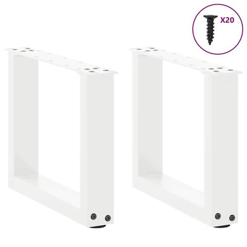 Sofabordben U-formet 2 stk. 40x(30-31) cm stål hvid