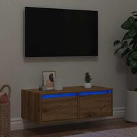 Tv-bord med LED-lys 75x35,5x25 cm kunsteg