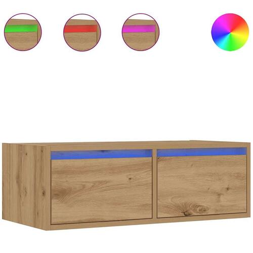 Tv-bord med LED-lys 75x35,5x25 cm kunsteg