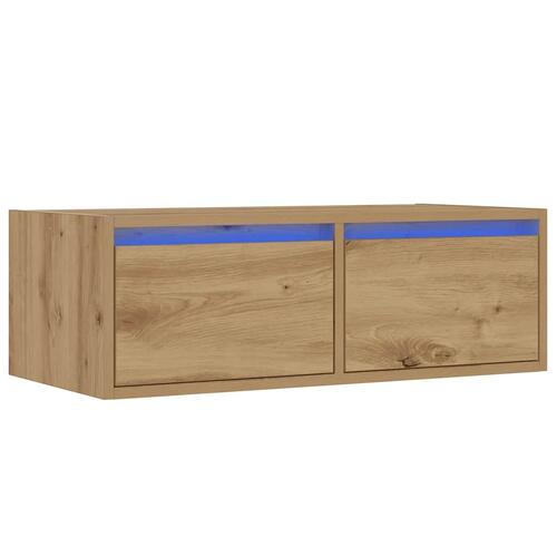 Tv-bord med LED-lys 75x35,5x25 cm kunsteg