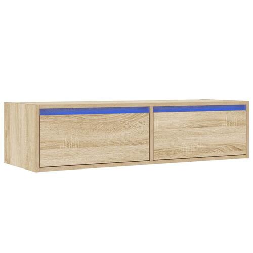 Tv-bord med LED-lys 100X35,5x25 cm sonoma-eg