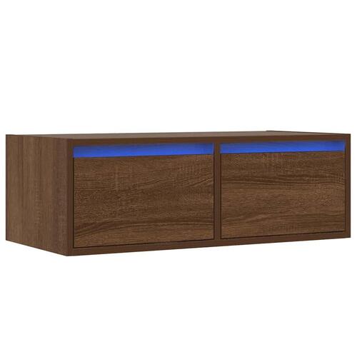 Tv-bord med LED-lys 75x35,5x25 cm brun egetræsfarve