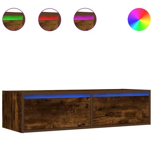 Tv-bord med LED-lys 100X35,5x25 cm røget egetræsfarve