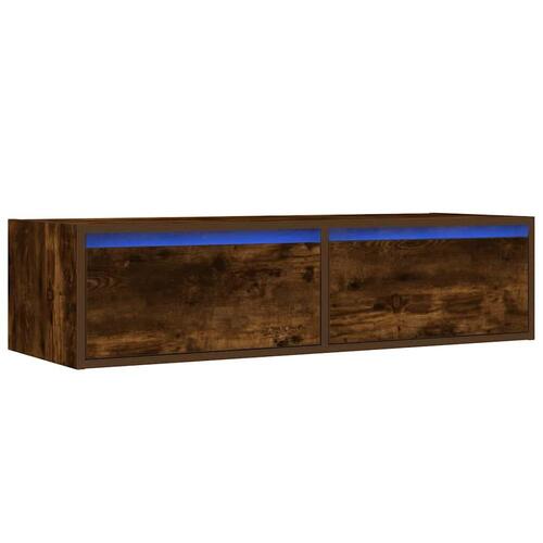 Tv-bord med LED-lys 100X35,5x25 cm røget egetræsfarve