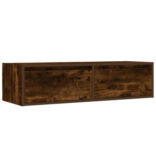 Tv-bord med LED-lys 100X35,5x25 cm røget egetræsfarve