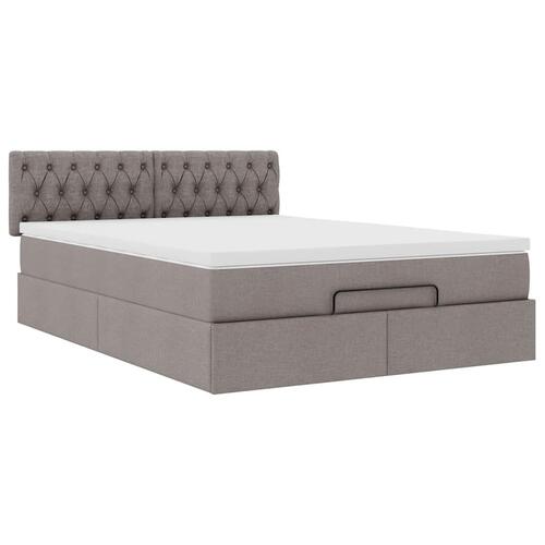 Ottoman seng med madras & LEDs Taupe 140x200 cm Stof