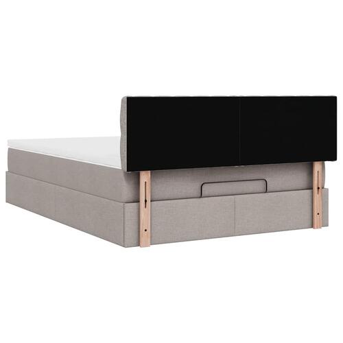 Ottoman seng med madras & LEDs Taupe 140x200 cm Stof