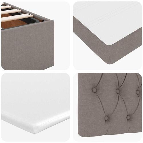 Ottoman seng med madras & LEDs Taupe 140x200 cm Stof