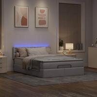 Ottoman seng med madras & LEDs Taupe 140x200 cm Stof