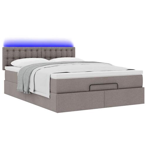 Ottoman seng med madras & LEDs Taupe 140x200 cm Stof