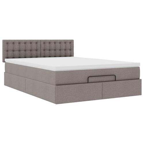 Ottoman seng med madras & LEDs Taupe 140x200 cm Stof