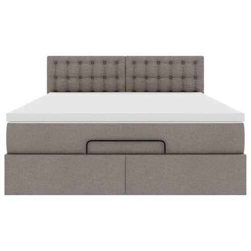 Ottoman seng med madras & LEDs Taupe 140x200 cm Stof