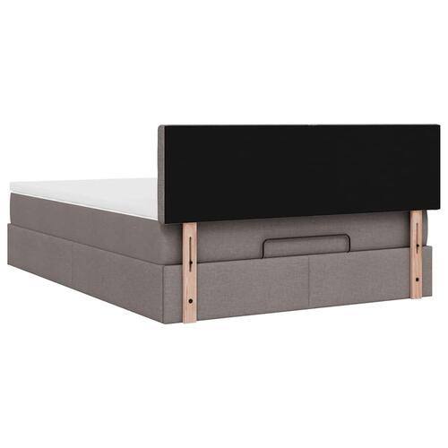 Ottoman seng med madras & LEDs Taupe 140x200 cm Stof