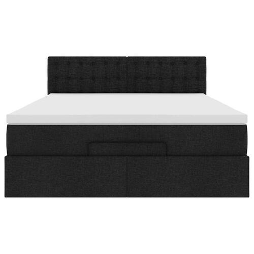 Ottoman seng med madras 140x200 cm stof sort