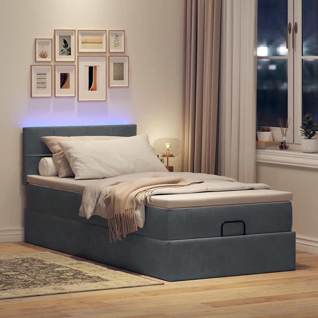 Osmannisk sengeramme med madras 90x190 cm fløjl mørkegrå billede
